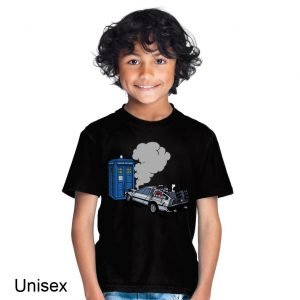 DeLorean Crashes Into the Tardis Back to the Future Doctor Who Children’s T-shirt
