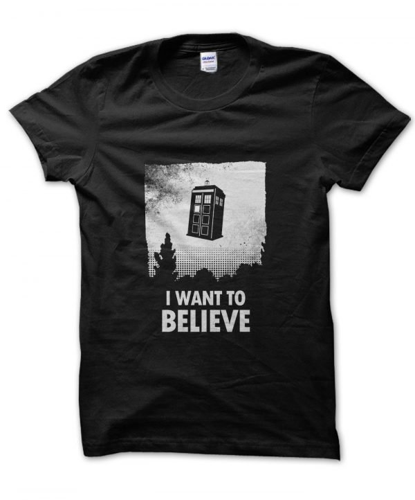 Dr Who I Want to Believe Tardis t-shirt by Clique Wear