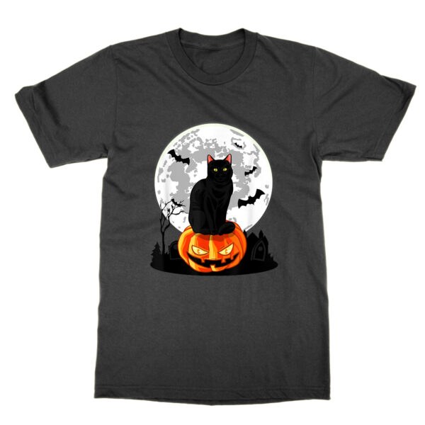Black Cat On Pumpkin Bats Full Moon Halloween t-shirt by Clique Wear
