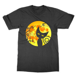 Black Cat Witch Full Moon Vintage Halloween T-Shirt