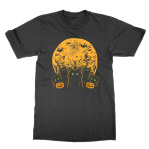 Black Cats Full Moon Halloween T-Shirt