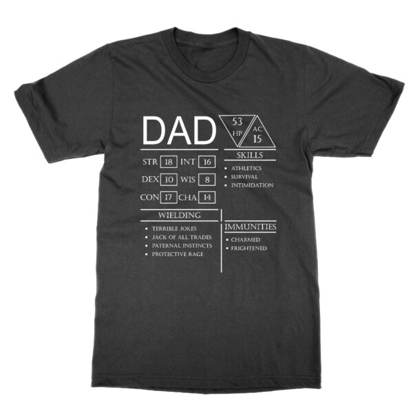 Dad Dungeons and Dragons Character Sheet t-shirt by Clique Wear