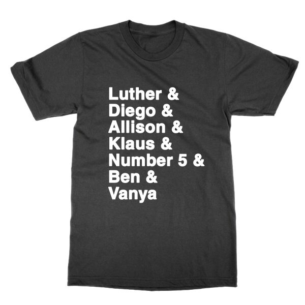 Luther and Diego and Allison and Klaus and Number 5 and Ben and Vanya Umbrella t-shirt by Clique Wear